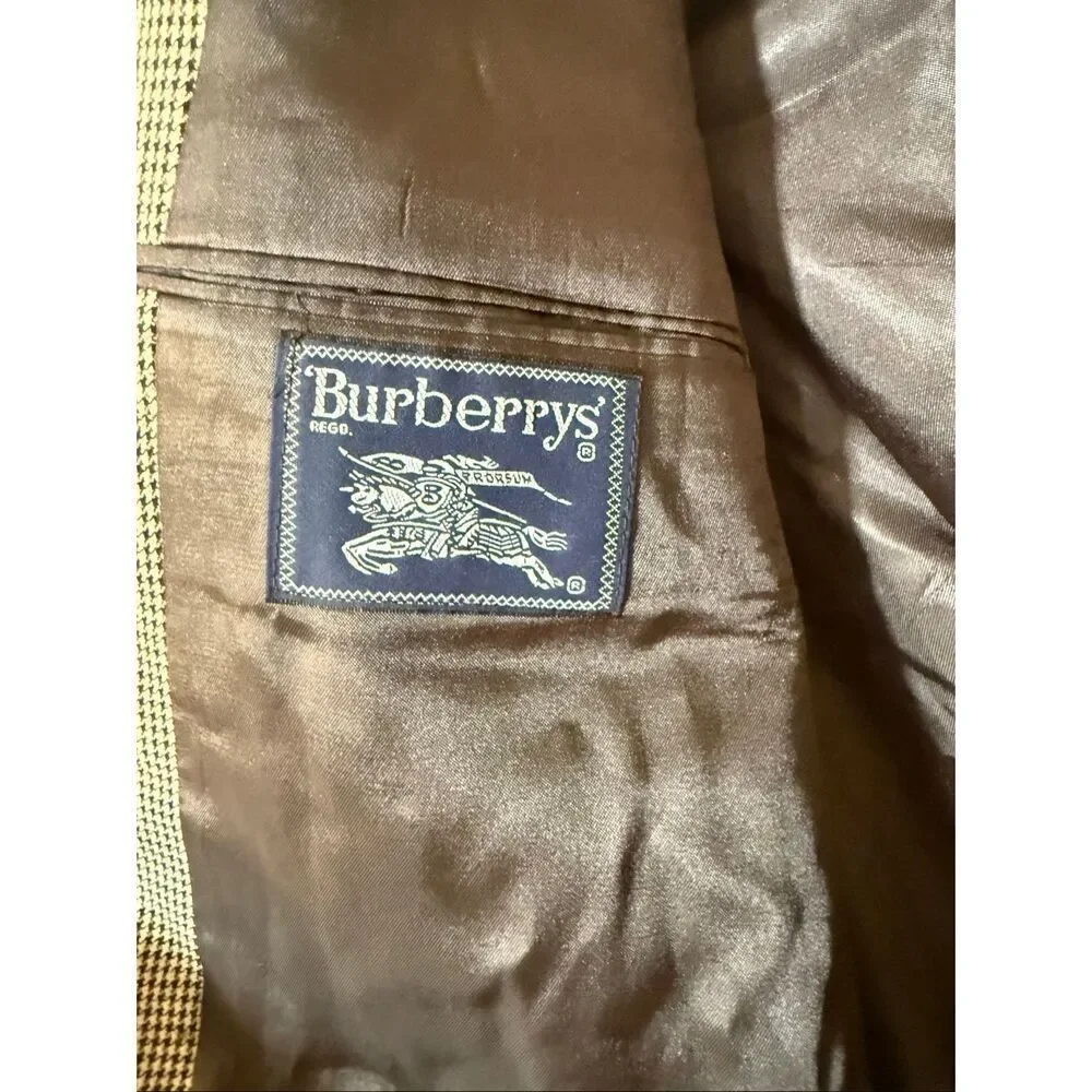 Vintage Burberrys Men's Size 41 Sportscoat Blazer Jacket Black Houndstooth Plaid